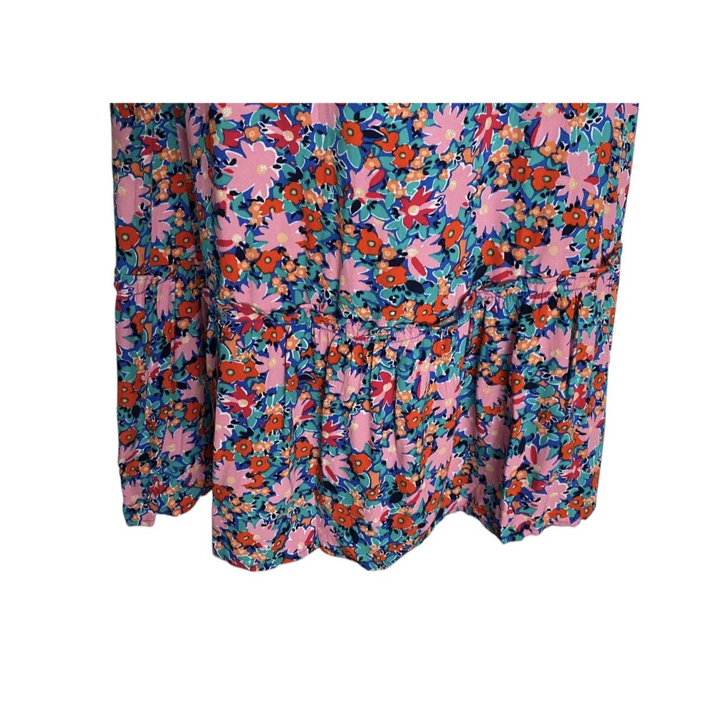 LOFT Floral Dress Daisy Tie Back Flounce Sleeveless - Picture 4 of 8